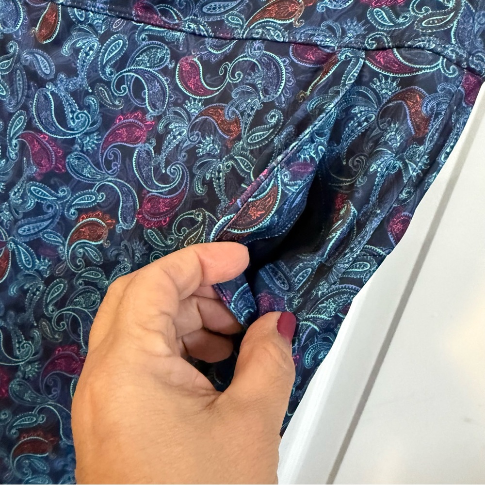 Greg Norman Collection Blue Paisley Skirt - Picture 5 of 13